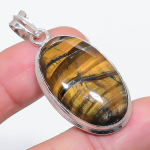 Natural Tiger Eye Gemstone 925 Sterling Silver Jewelry Pendant 1.89 z4k09