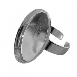 Bague - Argent - Ovale creuse - Mixte - Adulte - P&acirc;te Fimo h&otilde;be