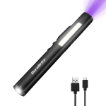 DuraBrite k&auml;eshoitav LED COB 365nm UV USB kompaktne ja ideaalne mineraalide ja fluorestseeriva helendaja jaoks must taskulamp, taskulamp, pliiatslamp, prožektor, must