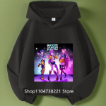 KPop Deemonik&uuml;ttide Huntrix Kapuutsiga pusa Laste Kapuutsiga pusa Beebit&uuml;drukute Pullover Kapuutsiga pusad Poiste Mood &Uuml;leriided Lasteriided 140