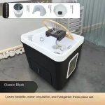 Juuksurisalongi juuksehooldus spaaseadmed aurumasinaga, veeringlusega juga spaa režiim, kaasaegse ilusalongi n&auml;opesu massa white valge