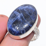 Natural Sodalite Gemstone Handmade 925 Sterling Silver Jewelry Ring Size 9 r6a55