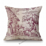 Prantsuse Toile De Jouy Delft Blue Flamingo Bird Tiger Royal Court muster Elegantne dekoratiivne diivani padjap&uuml;&uuml;r, padja &uuml;mbris 45x45cm 18x18in