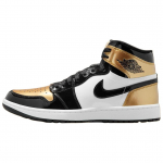 Air Jordan 1 High Golf Gold Toe Meeste Tennised Must Metallik-Kuld Valge DQ0660-002 44.5