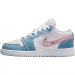 Air Jordan 1 Low GS Denim Sequin Laste tossud Sinine Cobalt-Bliss Valge HQ2001-400 38.5