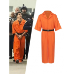 Halloween Luigi kost&uuml;&uuml;m Vanglavorm Cosplay &uuml;hes t&uuml;kis Oranž vanglavorm S oranž