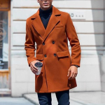 Uus suur villane mantel meeste vabaaja jope keskmise ja pikkusega kaherealine 2XL khaki