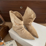 Vintage Disain Terava Otsaga Naiste Pahkluusaapad Moodsad Slip-On L&uuml;hikesed Saapad S&uuml;gis Talve Jalan&otilde;ud Naisele 39 khaki