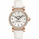 Kella mudel 14502401 Madison Valge Nahkrihm Kristall Rose Gold korpus Naiste k&auml;ekell