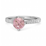 Roosa Topaas Klassikaline Pav&eacute; Solitaire S&otilde;rmus - 925 Sterling H&otilde;be 10.5