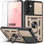 Coque Rigide - BOOLING - pour Samsung Galaxy S25 FE - avec Protection Cam&eacute;ra - Dor&eacute; - 2 Vitres kuld