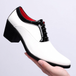 Uus Peigmees Valge Mustade Kingadega Terav L&auml;ikiv Nahk K&otilde;rgus 4.5cm Suurendavad Oxfords Meeste Pulmakleit Ball Formaalne Jalats 38