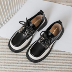 Must Valge Nahast Lapitehnika Platvormkingad Naistele Paelad Metallkaunistus Madalad Paks P&otilde;hi Lolita Brogue Kingad Suur Suurus 43 35 gray