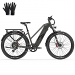 Elektriratas t&auml;iskasvanutele Lankeleisi 27,5 48V 20AH Linnas&otilde;iduks E-ratas Tippkiirus 40 km/h 500W Mootor 7 K&auml;iku Kandev&otilde;ime 150 kg MX600 Pro Free Gloves hall/must