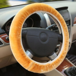 Universal Mesh fabric Steering Wheel Plush Car Steering Wheel Cover Set Warm Soft Fuzzy Plush Winter Car Accessories Interior beež