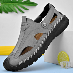 Suvised meeste nahast sandaalid K&auml;sitsi valmistatud hingavad rannasandaalid 46 pruun