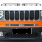 2pcs Front Face Grille ect Net Grill Trim Cover for Jeep Renegade +Chrome