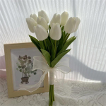 Valge pulmakimp kunstlill tulp kalla liilia pruidikimbud, pruutneitsite kimbud tseremoonia aastap&auml;ev kodu kaunistamine about 35cm