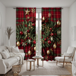 2 tk HD j&otilde;ulup&auml;rg rotangist v&auml;rviline pall dekoratiivkardin Roheline lips digitaalselt tr&uuml;kitud kardin Kodu dekoratsioon stiil deko W52H63inchW132H160cm