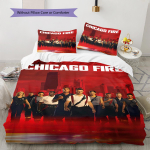 Chicago Fire Pattern Voodipesu, Tekikomplekt Tekikate Padjap&uuml;&uuml;r Kodu S&uuml;nnip&auml;evakingitus (1 * tekikott + 2 * padjap&uuml;&uuml;ri, ilma s&uuml;damikuta) 135x200cm