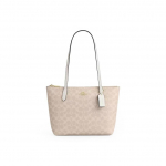 COACH Fiona 24 br&auml;nditr&uuml;kiga metallist logoga kott ostukott k&auml;ekott s&uuml;nteetilisest nahast &otilde;lakott keskmine naiste beež Gift Box Set (Basic Set+Black Counter Gift Box) beež