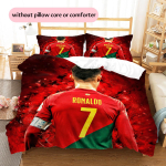Cristiano Ronaldo Mustriga Voodipesu Tekikott Komplekt Kodu Kaunistus Kingitus (1 * tekikott + 2 * padjap&uuml;&uuml;r ilma t&auml;idiseta) 140x200cm