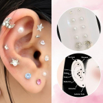 Worthbuy - Kuu ja T&auml;ht Kunstp&auml;rliga K&otilde;rva Akupunktuuri Punktide Magnetiline Helmes Kleebis 016 - Silver