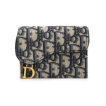 DIOR Saddle Jasmine Kaldus Klassikaline Tikitud Monogrammiga L&otilde;uendist Koti Kotti Rahakott Kaardihoidja Naiste Denim Sinine Gift Set(Basic Set+Box+Shopping Bag) sinine