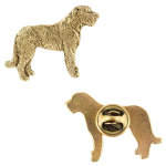 Irish Wolfhound I - Dog brooch in decorative box, elegant gold-plated pin, Art-Dog brand jacket pin beige