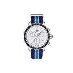 TISSOT Time Jog Kollektsioon Kvartsmehhanismiga Meeste Kell Kell 42mm Valge sihverplaadi Roostevabast terasest korpus Nailonrihm T095.417.17.037.30 Purple Strap
