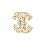 Chanel Double C Logo P&auml;rl Metallist Rinnam&auml;rk Naiste aksessuaarid Kuldne Valge A64978-Y09449-Z2048 Box+Padding Board,F,Gold White
