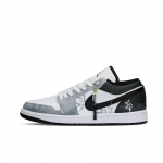 Jordan Air Jordan 1 Kulumiskindlad Madalad Rula Kingad Unisex Must Valge Hall 553558-132(Team577-) 41