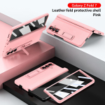 Nahast telefoni&uuml;mbris Samsung Galaxy Z Fold 7 6 5 4 3 Fold7 Fold6 Fold5 jaoks, magnetilise liigendiga, seisutoega, tagakaas peegelkilega YYC006 Galaxy Z Fold7
