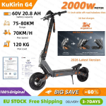 2026 Versioon KuKirin G4 Elektriroller, 2000W Mootor, 60V 20Ah Aku, 11-tolline Rehv, 70km/h Maksimaalne Kiirus, 75km S&otilde;iduulatus, Ketaspidurid G4-2000W 60V 20Ah