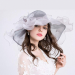 Naiste l&auml;bipaistev organza pulmam&uuml;ts laia &auml;&auml;re ja looriga - Elegantne Kentucky Derby kirikum&uuml;ts pruudile, peigmehe emale, ametlikuks P 54-58 cm hall v&auml;rv
