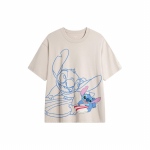 Li Ning X Disney Koost&ouml;&ouml; Stitch Seeria Tr&uuml;kitud &Uuml;mmarguse Kaelusega Pusa Vabaaja Spordi L&uuml;hikeste Varrukatega T-s&auml;rk Meeste T-s&auml;rk Mica-Hall ATSU157-5 XL