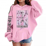 Taylor Swifti pildiga laste t&uuml;drukute kapuutsiga dressipluus Vabaaja pikkade varrukatega kapuutsikad L&otilde;dvad pullover-topid 130cm must