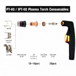 Elektroodi ja d&uuml;&uuml;si komplekt IPT-60 PT60 PT40 IPT-40 plasmap&otilde;letitele, sisaldades 52582 WSP 061000 ja 51313P seeria d&uuml;&uuml;se China Mainland