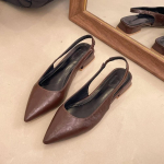 Naiste Nahast Terava Ninaga Slingback Slip-on Korterid Sandaalid Pehmed Mugavad Vabaaja Naiste Suvised Igap&auml;evased Jalan&otilde;ud 38EU/CN39 pruun