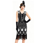 Naiste 1920ndate Kleit V-kaelusega Kleit R&otilde;&otilde;msad 20ndad Great Gatsby Kleit &Otilde;htukleit Kokteilipidude Kleit Litrite, P&auml;rlite ja Tuttidega &Auml;&auml;risega Flapper Kleit Naistele 2XL