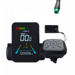 F3 E-jalgratta NFC LCD-ekraan Animaalne V&auml;rviline N&auml;idik 24V/36V/48V/60V UART Elektrirolleri NFC LCD-n&auml;idik Kiirusm&otilde;&otilde;tur-ABQA Black 5PIN