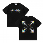 Off-White Uus V&auml;rv Kirja Nooltega Muster &Uuml;mmarguse Kaelusega Pullover L&uuml;hikeste Varrukatega Meeste ja Naiste T-s&auml;rgid Kevadeks ja Suveks 2026 S