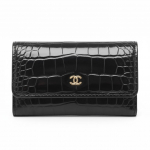 Chanel 26S Kuldne Logo Topelt C Krokodillimustri Efekt Vasikanahk Kuldse Metallist Kaardihoidjaga Naiste Kaardihoidja Must AP5190-B23786-94305 Box(Basic Set+Box)