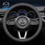 38CM s&uuml;sinikkiust nahast rooliratta kate Mazda Axela Atenza 3 2 6 CX3 CX5 CX30 CX8 CX9 MX5 RX7 RX8 SKYACTIV jaoks