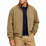 Meeste seisev krae nahkjakk Vabaaja laia l&otilde;ikega l&uuml;hike lukuga mantel kevadeks ja s&uuml;giseks XXXXL khaki