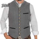 Meeste villane vest Meeste Oktoberfest vest Traditsiooniline kost&uuml;&uuml;m V&ouml;&ouml;tkleit P&uuml;stkrae N&ouml;&ouml;pidega Kitsa l&otilde;ikega v&ouml;&ouml;kleit Gilet Retro varrukateta jakk M helehall v&auml;rv