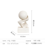 Minimalistlik Kaasaegne Loominguline Geomeetriline Skulptuur Ornament, Kunstide Dekoor N&auml;ituseruumi Elutoa Sissep&auml;&auml;su Lauaplaadile B&B P&otilde;randakaunistus Geometric Sphere【Sandst gray