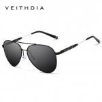VEITHDIA moebr&auml;nd Unisex alumiiniumist p&auml;ikeseprillid polariseeritud l&auml;&auml;tsega prillid p&auml;ikeseprillid naistele meestele must
