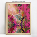 Teemantmaal t&auml;isekraanil liblika ja lille teemanttikandid t&auml;is&uuml;mmarguse ristpistega 20X30CM