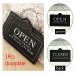 1 tk avatud ja suletud loomingulised puituksed inglise t&auml;hestikuga ruumikaunistuste siltidega Retro Xiao must